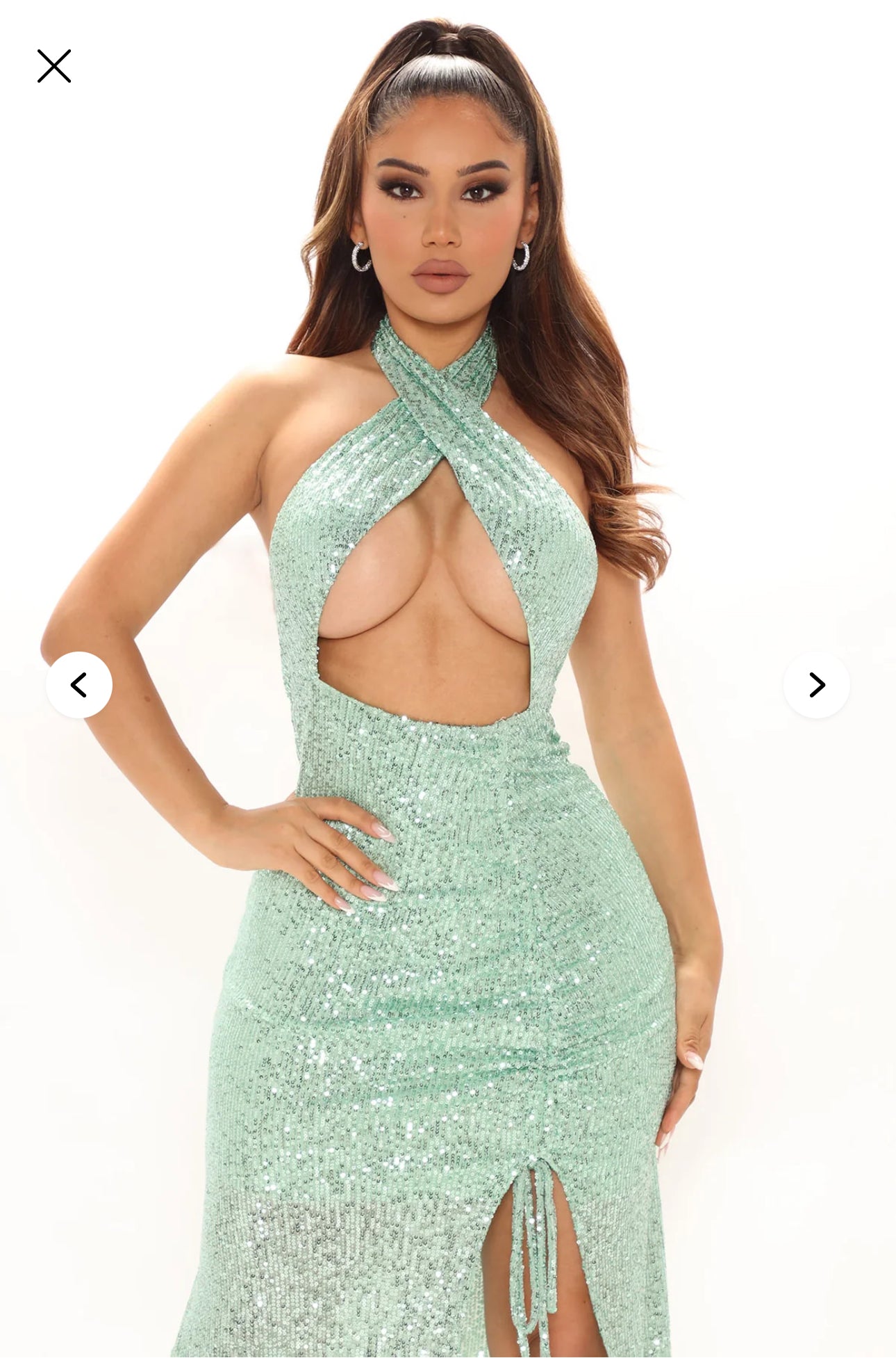 Fashion Nova Successful Toast Sequin Maxi Dress - Sage