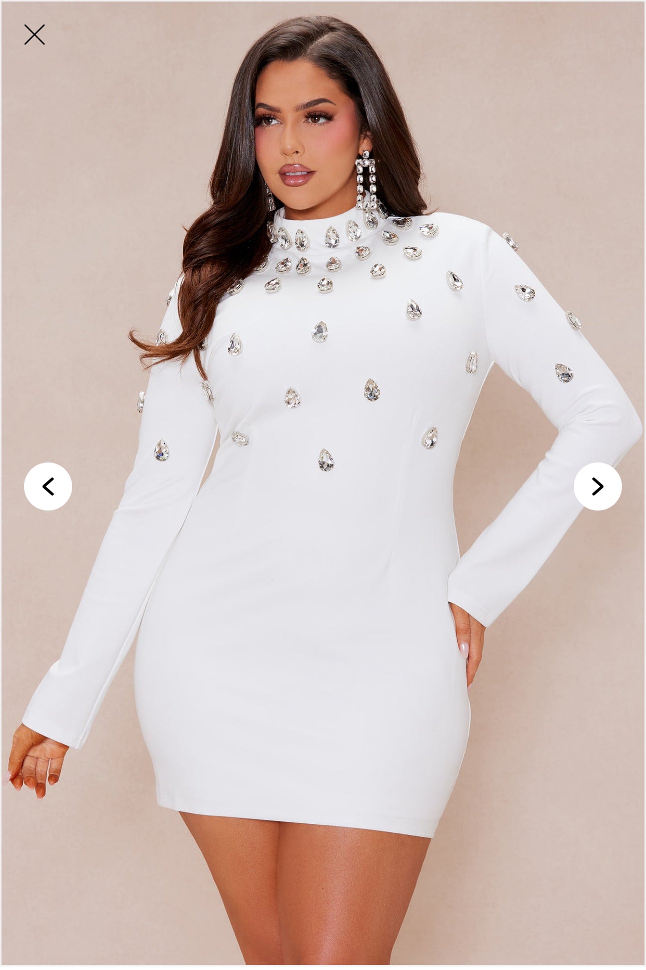 Fashion Nova Aria Embellished Mini Dress - White