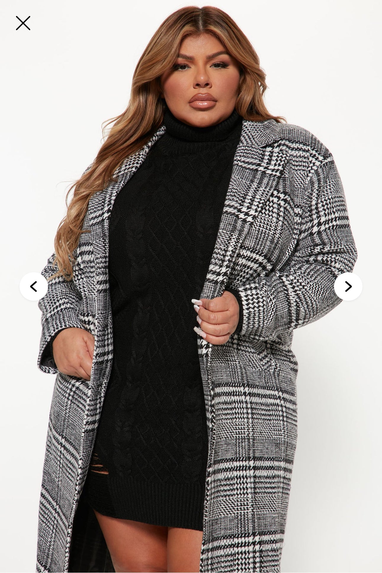 Fashion Nova Doing Things Houndstooth Coat - Black/combo