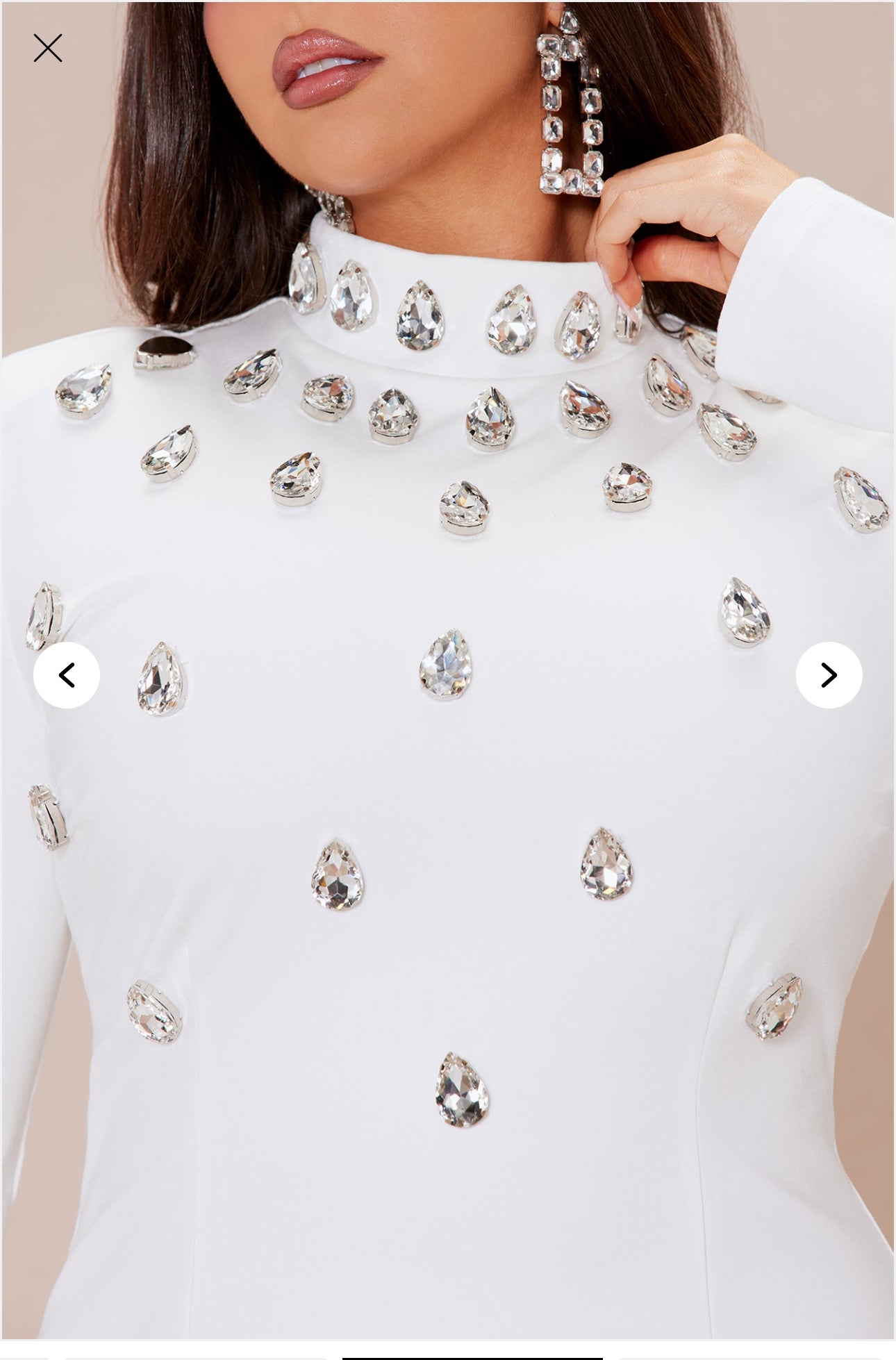 Fashion Nova Aria Embellished Mini Dress - White