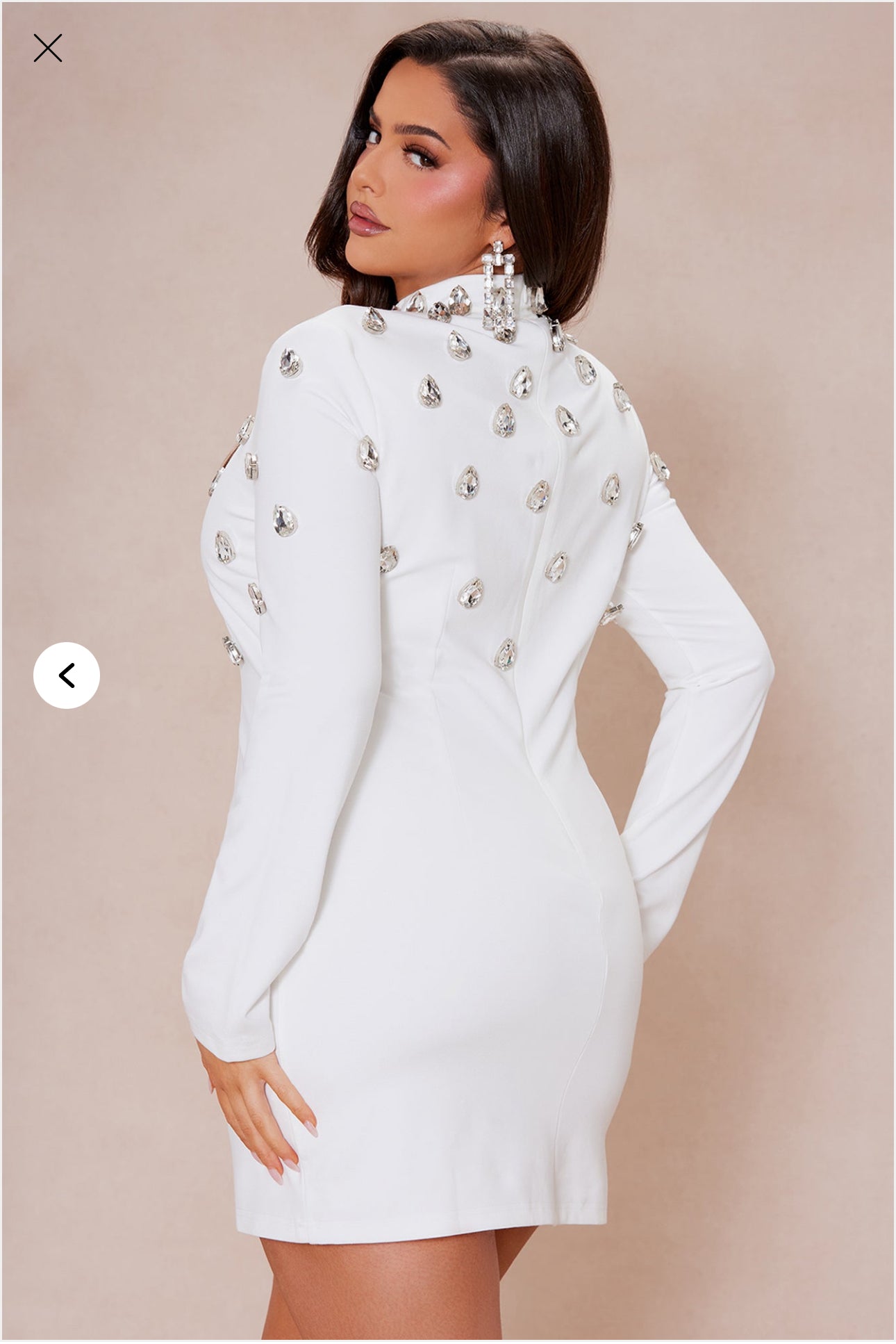 Fashion Nova Aria Embellished Mini Dress - White
