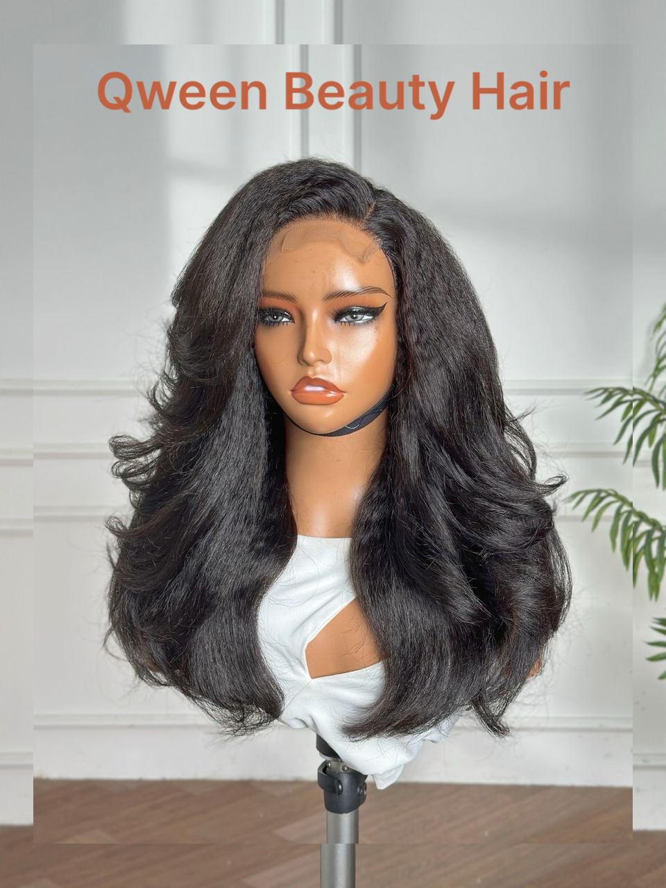 4*4 Closure Kinky Straight Wig 18"