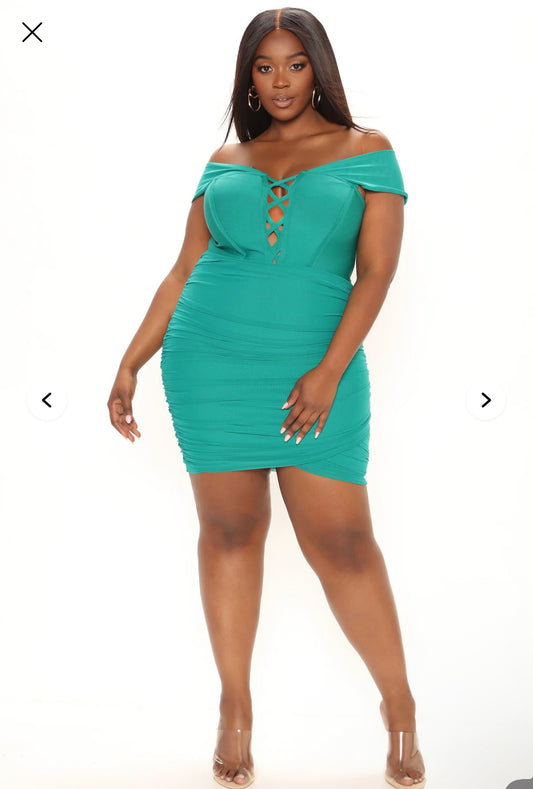 Fashion Nova Good Vibrations Bandage Mini Dress - Green
