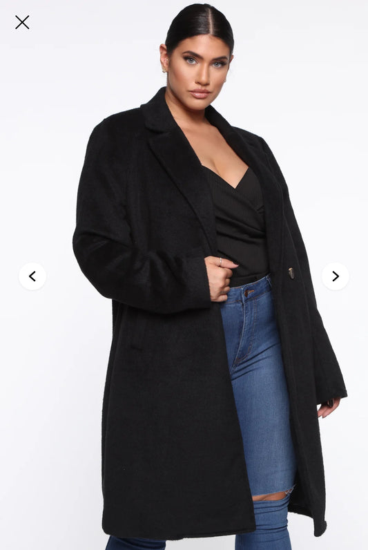 Fashion Nova It's A Long Story Coat - Black